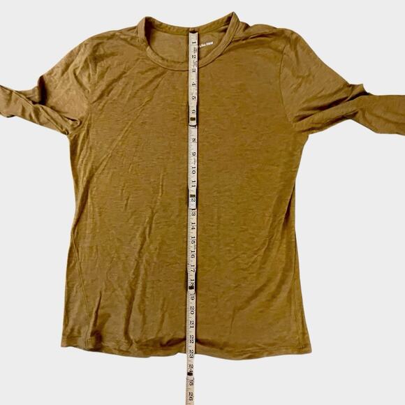 Lululemon Love Long Sleeve Top Womens Small Brown Mustard Pima Cotton Tee - Picture 6 of 7